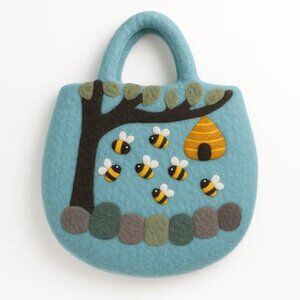 Tree and Beehive Felted Bag